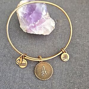 Alex & Ani A monogram charm bangle bracelet EUC